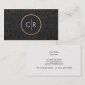 Cool Modern Zwart Monogram Cirkel Kurk Board Visitekaartje (Voorkant / Achterkant)