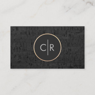 Cool Modern Zwart Monogram Cirkel Kurk Board Visitekaartje