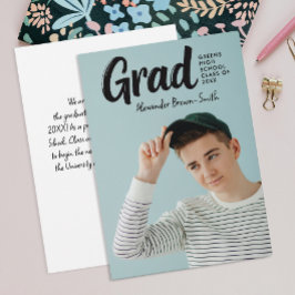 Cool Modern Zwart Schrift School Afstudeerfoto Aankondiging