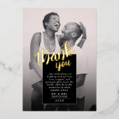 Cool Modern Zwart Wit Goud Foto Dank u Kaart (Voorkant)