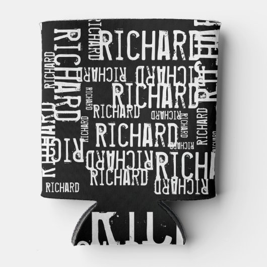 cool & modern zwart & wit Naam Typografie Blikjeskoeler (Voorkant)