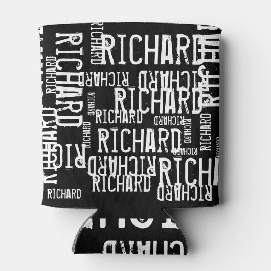 cool & modern zwart & wit Naam Typografie Blikjeskoeler (Achterkant)