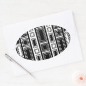 Cool modern zwart-wit rechthoekontwerp ovale sticker (Envelop)