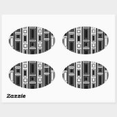 Cool modern zwart-wit rechthoekontwerp ovale sticker (Vel)