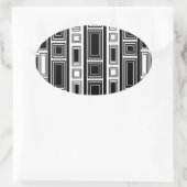 Cool modern zwart-wit rechthoekontwerp ovale sticker (Tas)