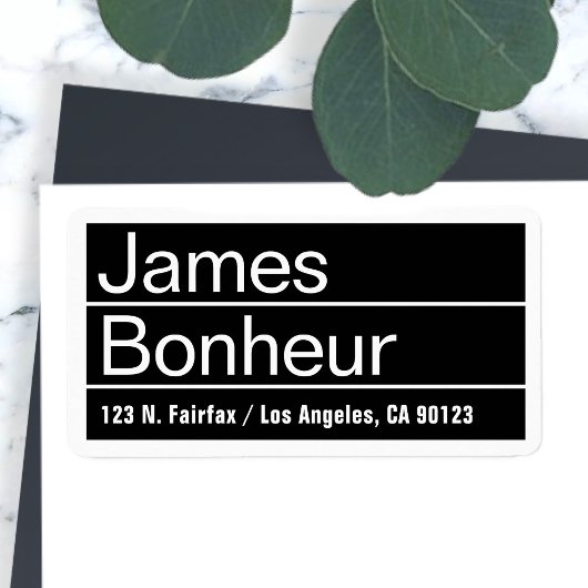 Cool Modern Zwart & Wit Retouradres Etiket