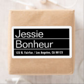 Cool Modern Zwart & Wit Retouradres Etiket (Insitu)