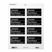 Cool Modern Zwart & Wit Retouradres Etiket (Full Sheet)