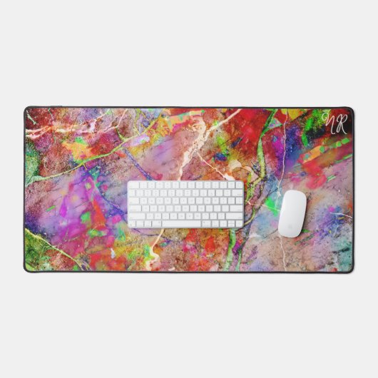 Cool Moderne Abstracte Marmeren Kleurrijke Neon In Bureaumat (Keyboard & Muis)
