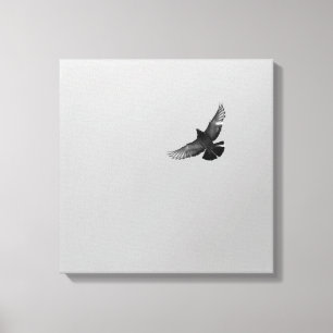 Cool Moderne B&W-vliegende vogel, eenvoudig modern Canvas Afdruk