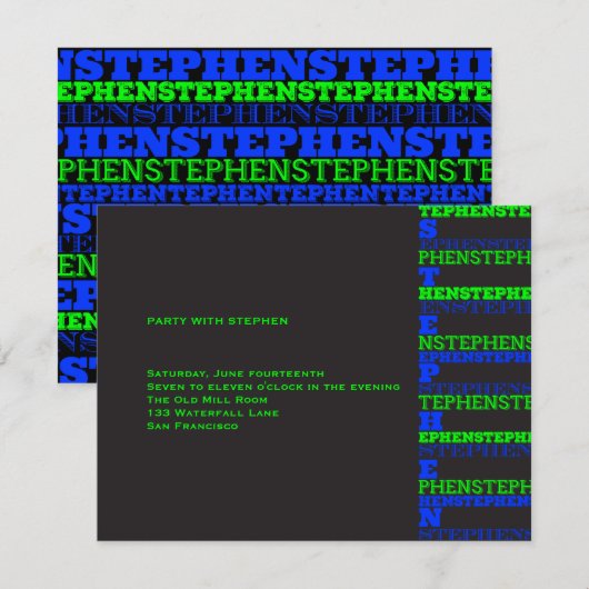 Cool moderne Bar Mitswa receptie Stephen Kaart (Voorkant / Achterkant)