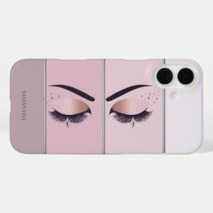 Cool moderne chic gestreepte, wimpers iPhone 16 plus hoesje
