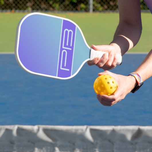 Cool Moderne Dubbele Initiaal Gradiënt Paars Blauw Pickleball Paddle (Insitu)