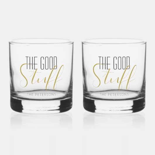 Cool Moderne Elegante Goede Spullen Goud Zwart Naa Whisky Glas (Voorkant)