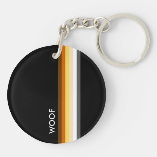 Cool Moderne en schone Gay Bear Pride Vlag WOOF Sleutelhanger (Achterkant)