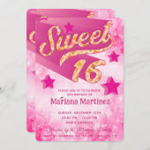 Cool moderne funky super ster typografie roze kaart (Voorkant / Achterkant)