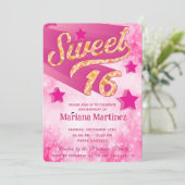 Cool moderne funky super ster typografie roze kaart (Staand voorkant)