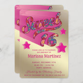 Cool moderne funky super ster typografie roze kaart (Voorkant / Achterkant)