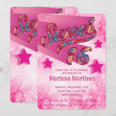 Cool moderne funky super ster typografie roze kaart (Voorkant / Achterkant)