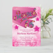 Cool moderne funky super ster typografie roze kaart (Staand voorkant)
