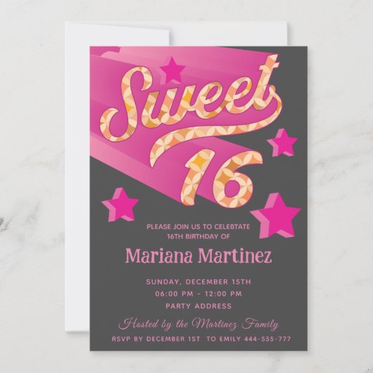 Cool moderne funky super ster typografie roze kaart (Voorkant)
