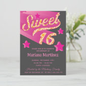 Cool moderne funky super ster typografie roze kaart (Staand voorkant)