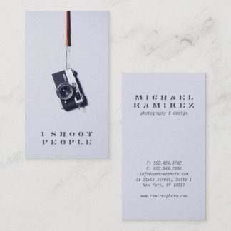 Cool moderne grijze professionele fotograaf camera visitekaartje