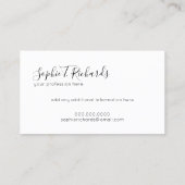 Cool moderne handgeschreven lettertypestijl B / W Visitekaartje (Achterkant)