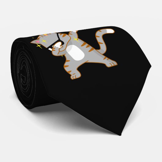 Cool Moderne Hipster Grijze Kat Stropdas (Opgerold)