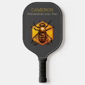Cool Moderne Honey Bee Gele Gele Aangepaste Tekst Pickleball Paddle (Voorkant)