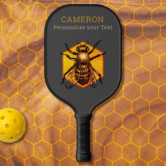 Cool Moderne Honey Bee Gele Gele Aangepaste Tekst Pickleball Paddle