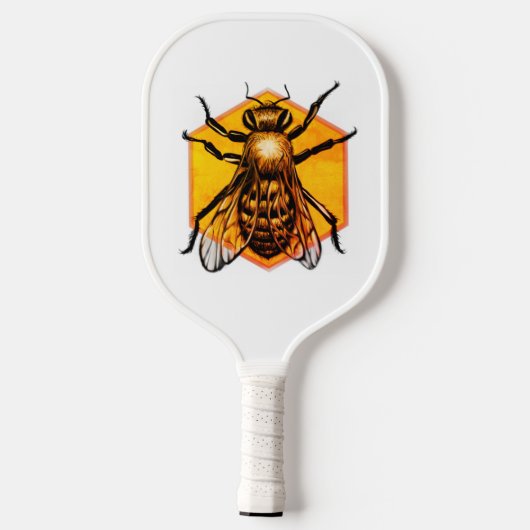 Cool Moderne Honey Bee Logo White - gepersonalisee Pickleball Paddle (Achterkant)