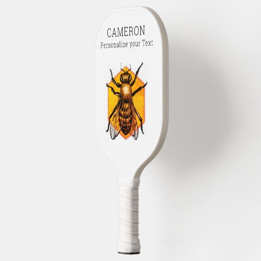 Cool Moderne Honey Bee Logo White - gepersonalisee Pickleball Paddle (Links)