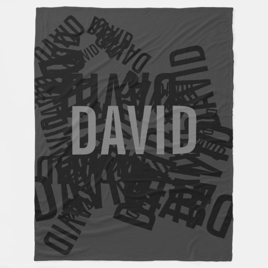 Cool moderne naamcollage in zwart & grijs fleece deken (Voorkant)