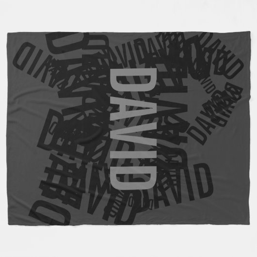 Cool moderne naamcollage in zwart & grijs fleece deken (Voorkant (Horizontaal))