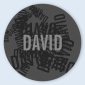 Cool moderne naamcollage in zwart & grijs ronde sticker