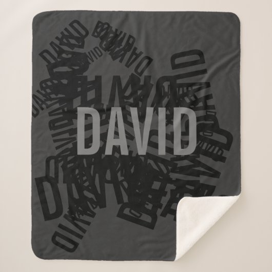 Cool moderne naamcollage in zwart & grijs sherpa deken (Voorkant)