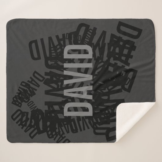 Cool moderne naamcollage in zwart & grijs sherpa deken (Voorkant (horizontaal))