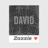 Cool moderne naamcollage in zwart & grijs sticker (Vel)