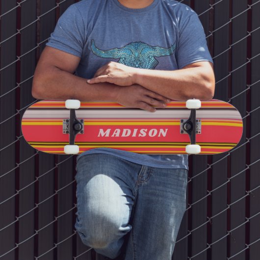 Cool Moderne Strepen Persoonlijke Aangepaste Naam Persoonlijk Skateboard (Buiten 3)