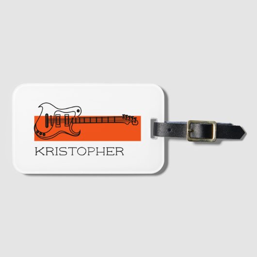   Cool Moderne Trendy Minimaal Witte Gitaar met Na Bagagelabel (Voorkant (horizontaal))