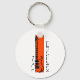   Cool Moderne Trendy Minimaal Witte Gitaar met Na Sleutelhanger