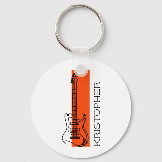 Cool Moderne Trendy Minimaal Witte Gitaar met Na Sleutelhanger (Voorkant)