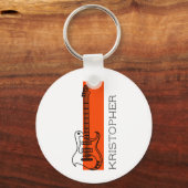 Cool Moderne Trendy Minimaal Witte Gitaar met Na Sleutelhanger (Voorkant)
