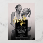 Cool moderne zwart-wit gouden foto dankkaart folie uitnodiging (Voorkant)
