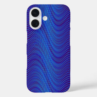 Cool Moiré Effect Abstract Blue Psychedelic Trippy iPhone 16 Hoesje
