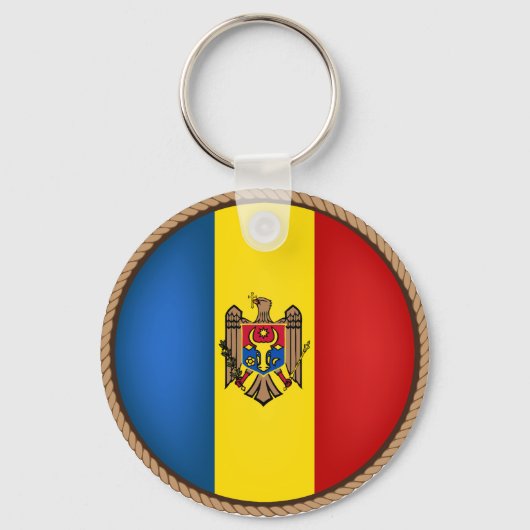 Cool Moldova-vlaggenzegel Sleutelhanger (Voorkant)