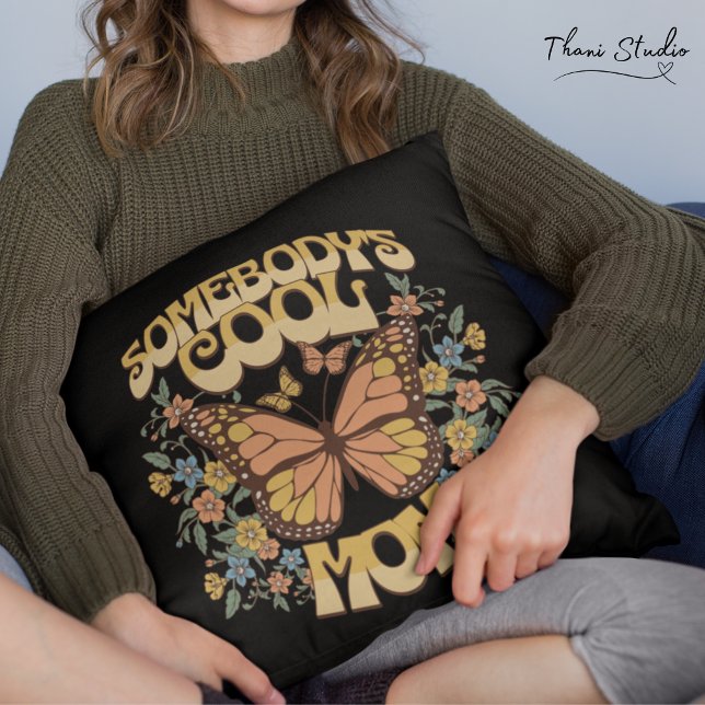 Cool Mom Butterfly Wild Flower  Retro Kussen (Creator heeft geüpload)
