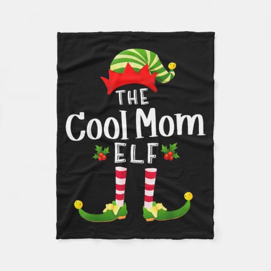 Cool Mom Christmas Elf Matching Pajama X-mas Party Fleece Deken (Voorkant)