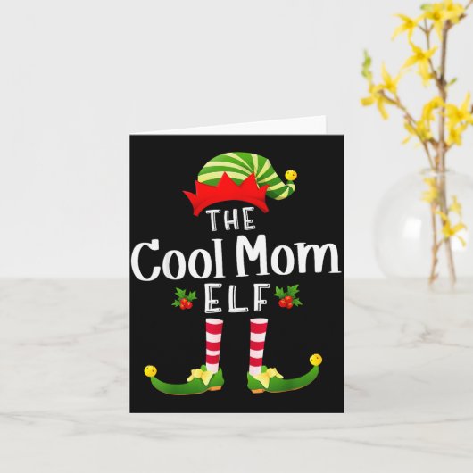 Cool Mom Christmas Elf Matching Pajama X-mas Party Kaart (Gele Bloem)